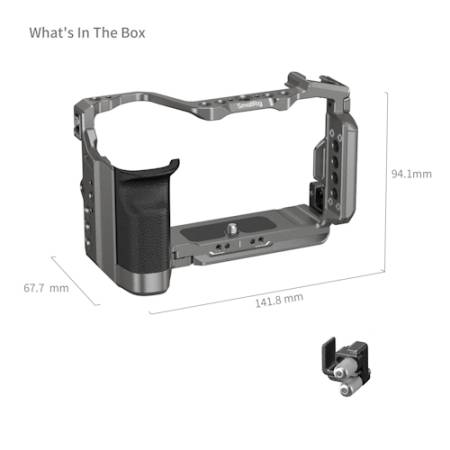SmallRig 5198 - zestaw, klatka operatorska, uchwyt kablowy, mocowanie HawkLock do Sony A7C II, A7CR_Zawartość zestawu / Wymiary_4